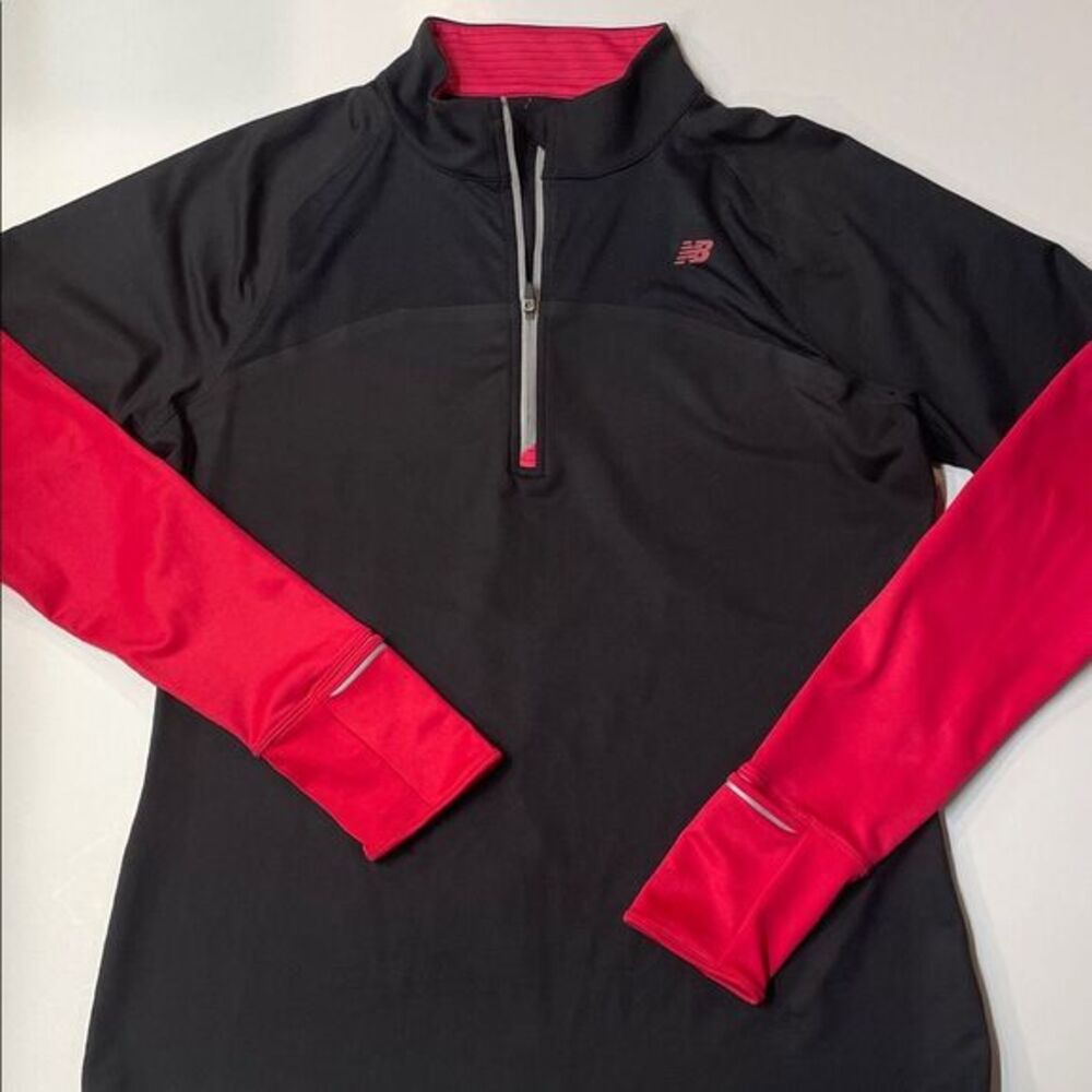 New Balance Black & Pink Quarter Zip Long Sleeve Athletic Pullover Sz XL